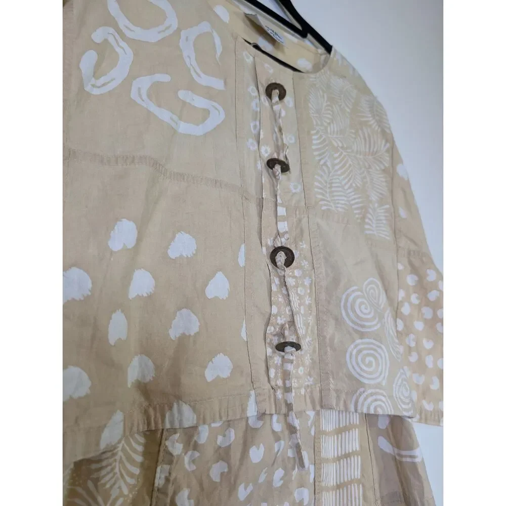 VTG Guana Inc 100% Cotton Patchwork Top & Wrap Skirt Set Boho Lagenlook Artwear - Picture 15 of 16